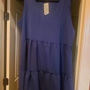 Sleeveless Blue Tiered KDress